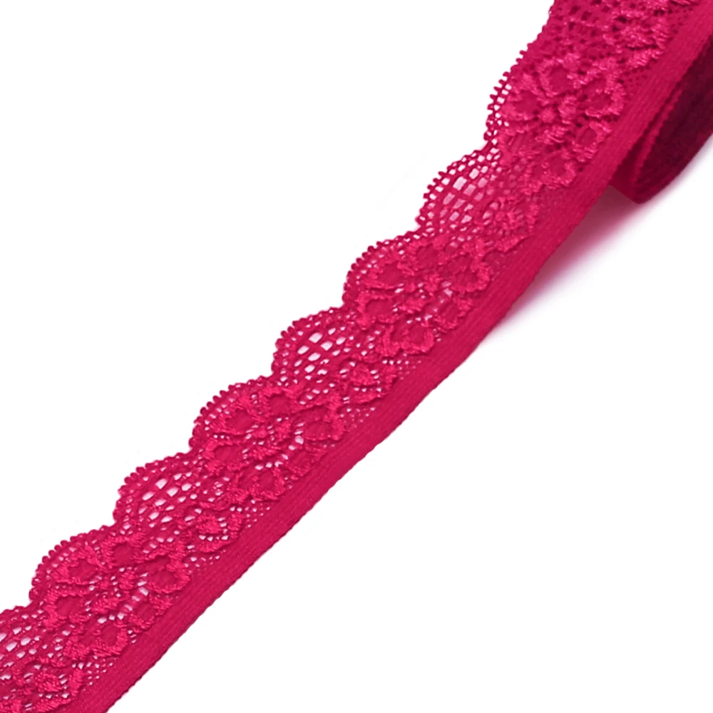 Garniture en dentelle élastique, 5 Yards, 1 ", 2.5cm de large, 14 couleurs, ruban en dentelle, bord de fleur, coupe pour la couture, artisanat, décoration de fête de mariage, vêtements