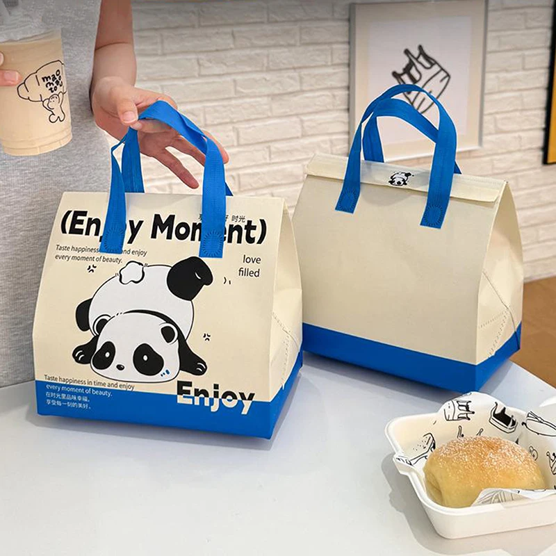 1 Pcs Panda Pattern Insulated Food Delivery Bag Large Commercial Grade Food Transport Tote Bag Reusable Insulated Bag For Food
