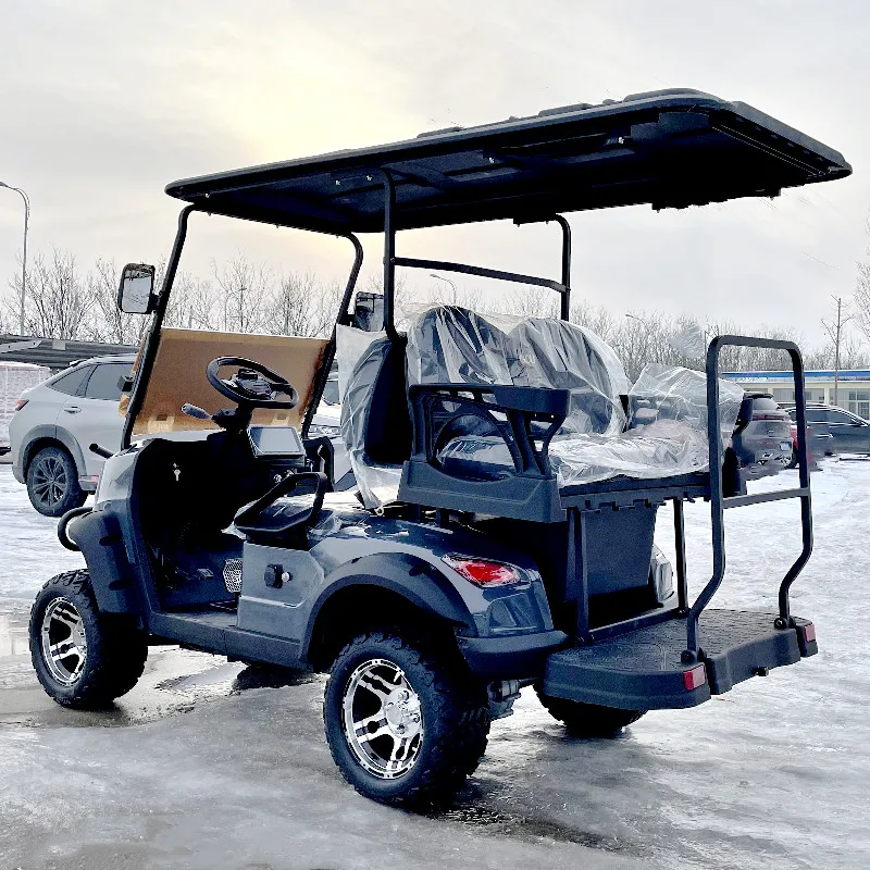 

China Factory Mini Electric Off-Road Tire Max Speed 45 Kmph Max 120 Km Far Hunting Golf Cart Club Car Rear Folding Seats