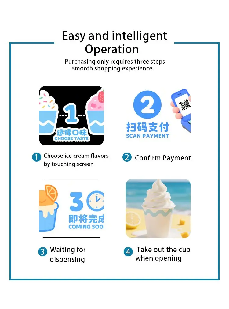 Heavy Duty 27 Inch Touch Screen Soft Ice Cream Vending Machine for Business