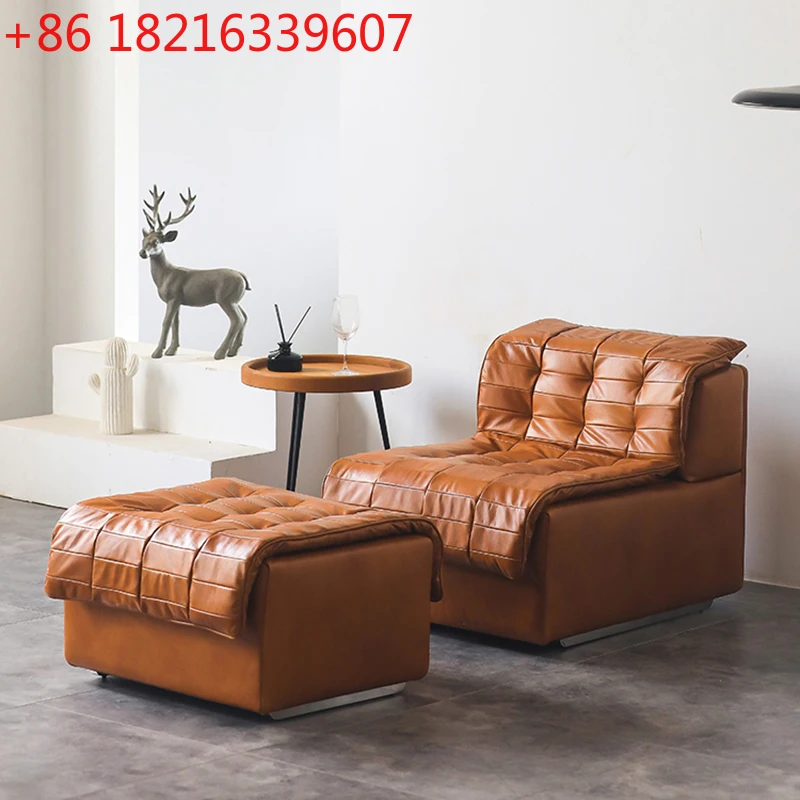 Nordic Italian minimalist casual leather single sofa simple modern recliner sofa