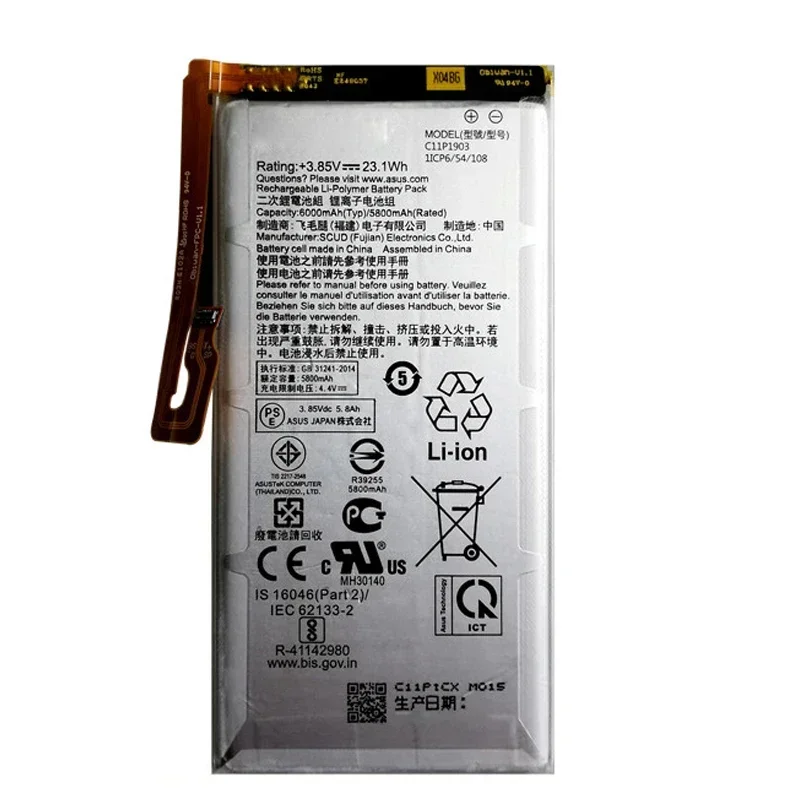 100% Original New High Quality 6000mAh C11P1903 Phone Replacement Battery For ASUS ROG Phone 3 ROG3 ZS661KS Bateria Batteries