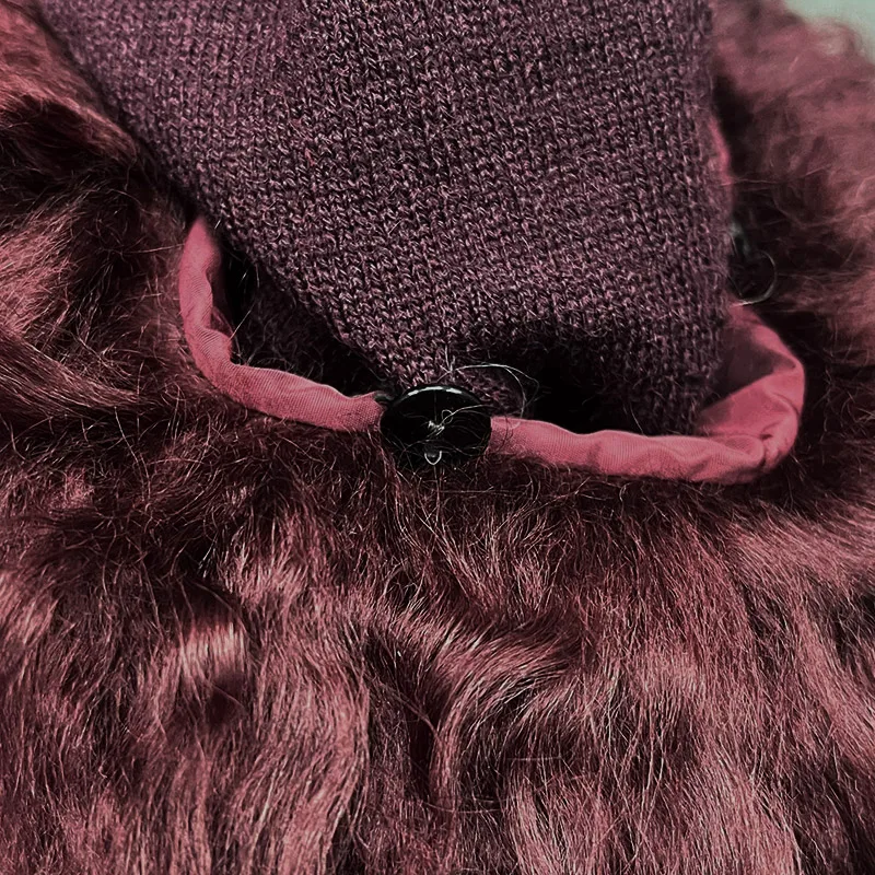 Women's Winter Sweater with Mongolian sheep Fur Cuff Lady Fashion High Collar Soft Warm 6
