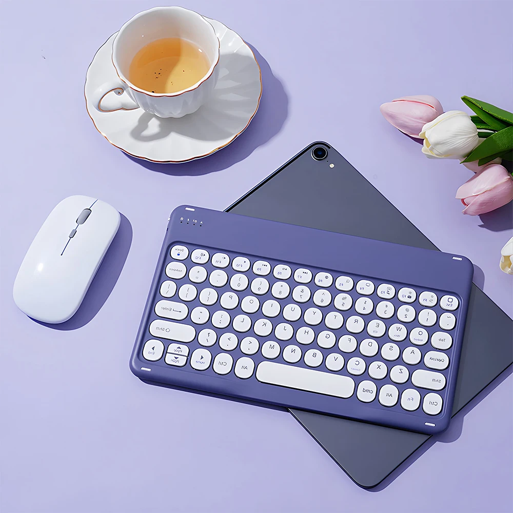 Wireless Keyboard 10 Inch Round Silent for Samsung iPad Xiaomi Lenovo Tablet