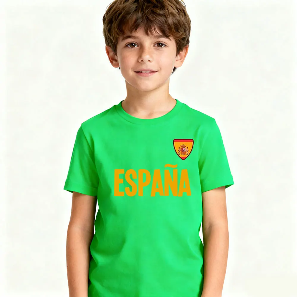 ESPANA 티셔츠 스페인 어린이 일상 캐주얼 셔츠 남녀공용 라운드넥 핫 세일 상의 국기 엠블럼 프린트 티셔츠 면 티