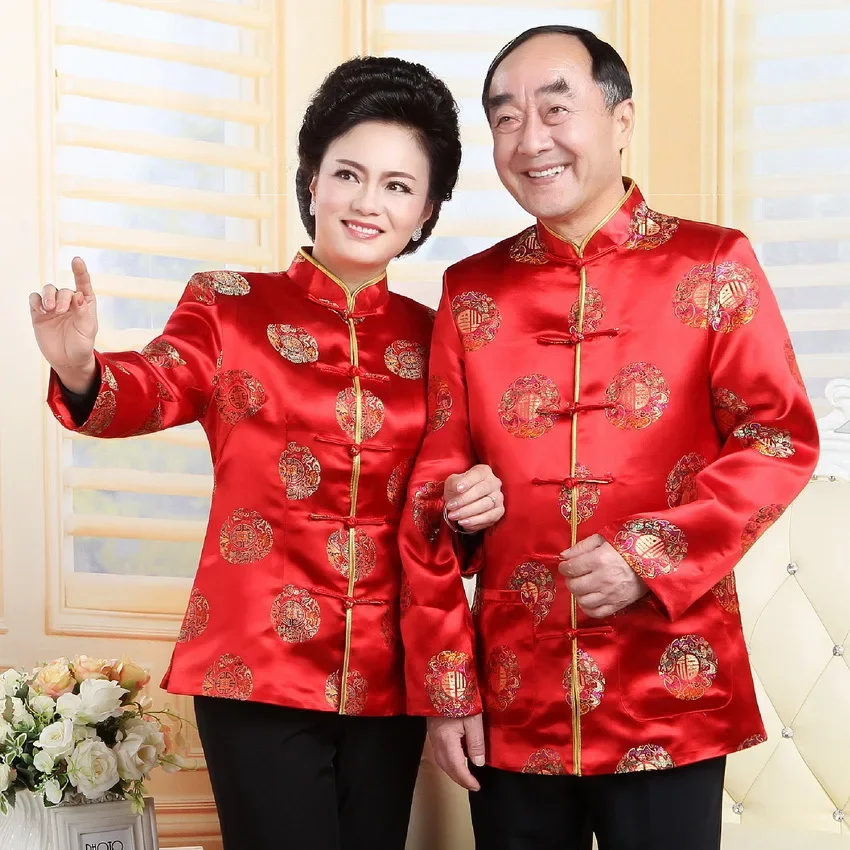 Tang Suit Traditional Chinese Clothing For Men Women Long Sleeve Blouse Shirt Hanfu Uniform New Year Birthday Gift Party