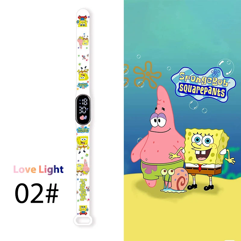 Cartoon SpongeBob Children Watches LED Square Anime Kids Watch Toy Touch Bracelet Waterproof Electronic intelligent Clock Gift 6