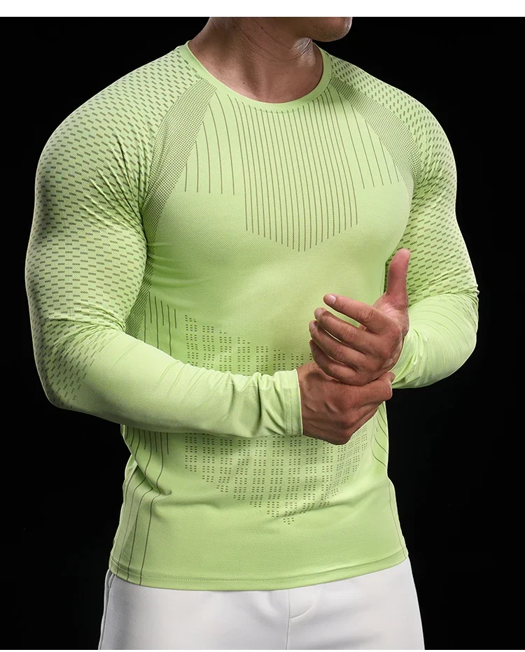 Men Athletic Running Shirt Elastic Training T-shirt Gym Fitness Workout Tight Outdoor Jogging Sweatshirt