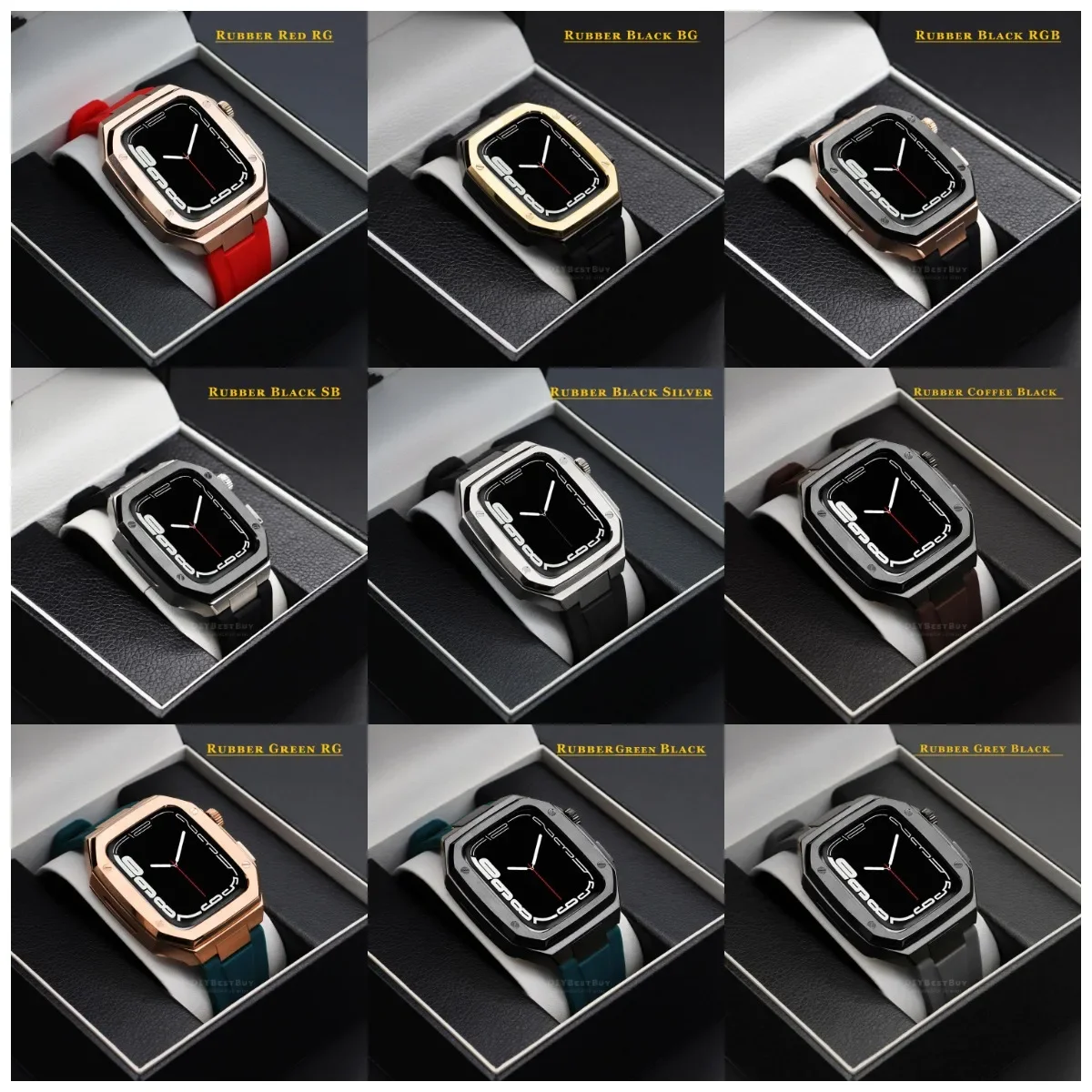 Deluxe Stainless Steel Case with Metal Strap and Rubber Watchband