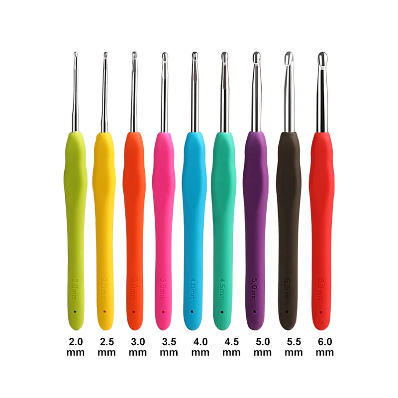 Comfort Grip Extra-Long Crochet Hooks Set, 14 Sizes (2mm-10mm) for Beginners and Arthritic Hands