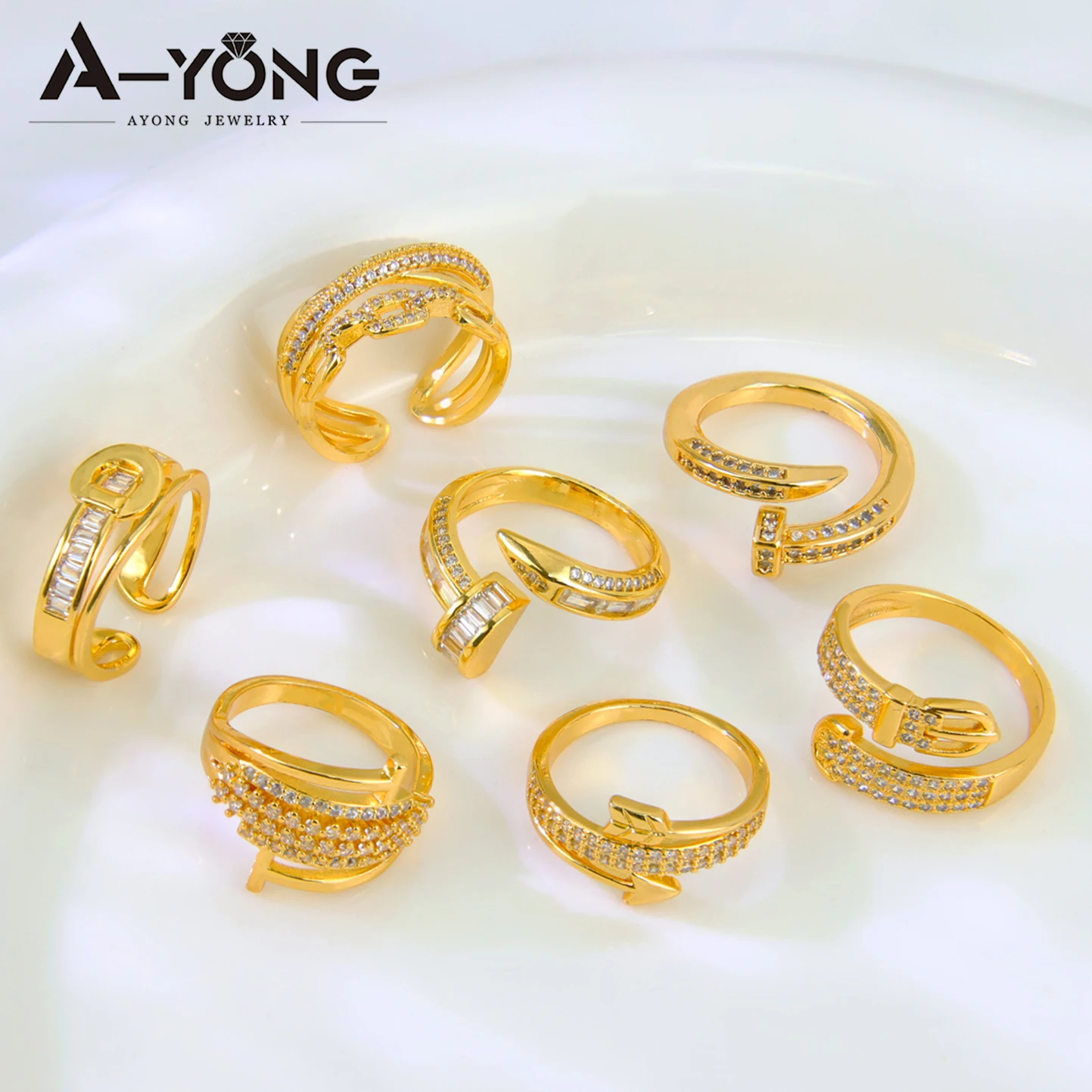 Luxus Dubai Mode Ringe 21k Gold Überzogene Brasilianische Zirkonia Cocktail Ring Nahen Osten Frauen Vintage Party Schmuck – Detail 2
