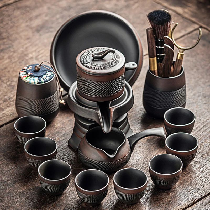 

Travel Kungfu Ceramic Tea Set Chinese Luxury Bubble Semi Automatic Tea Set Ceremony Cute Tetera De Ceramica Japanese Tea Cups