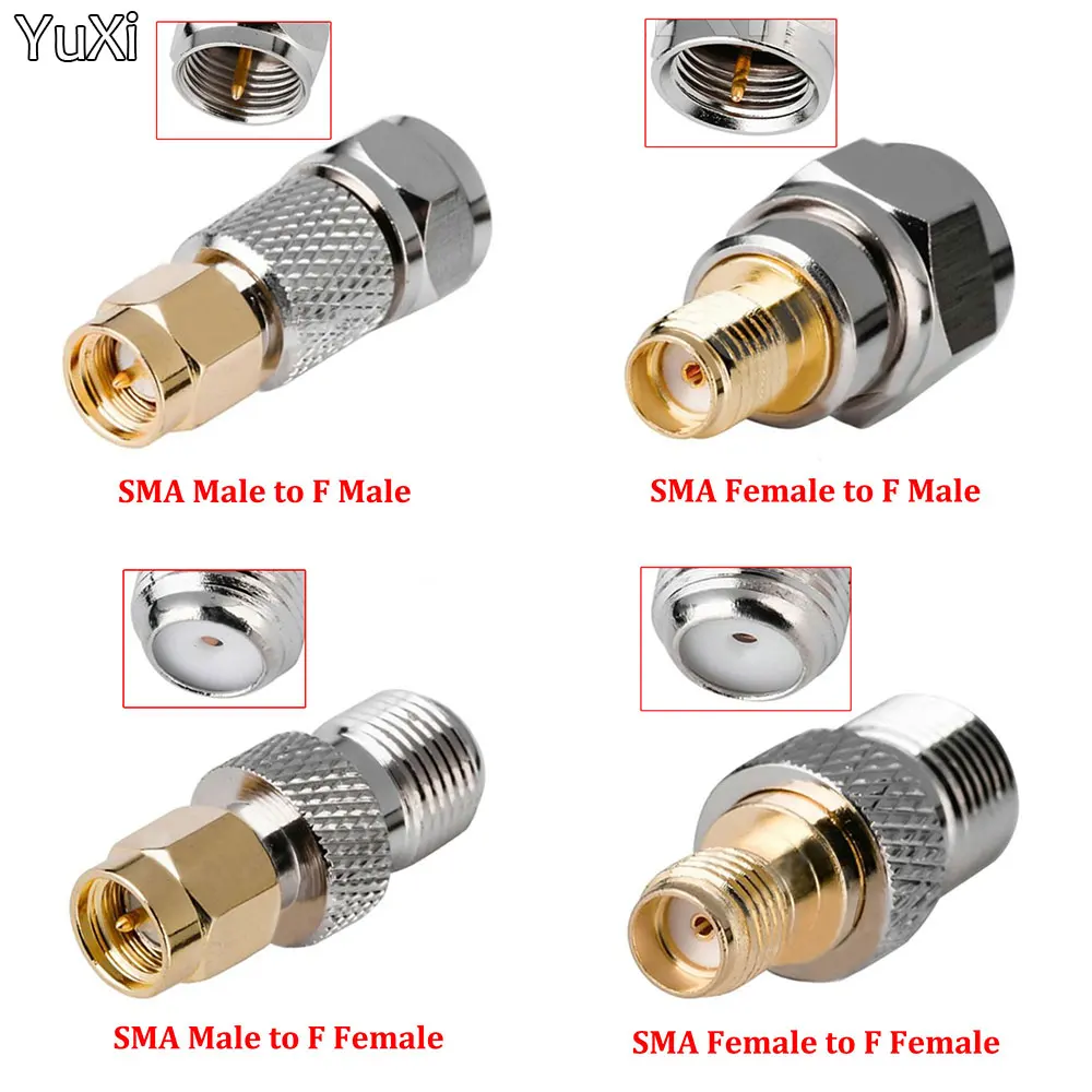 

YUXI 2PCS RF Coaxial Coax Adapter F Type Female Jack to SMA Male Plug Straight F Connector to SMA Connector