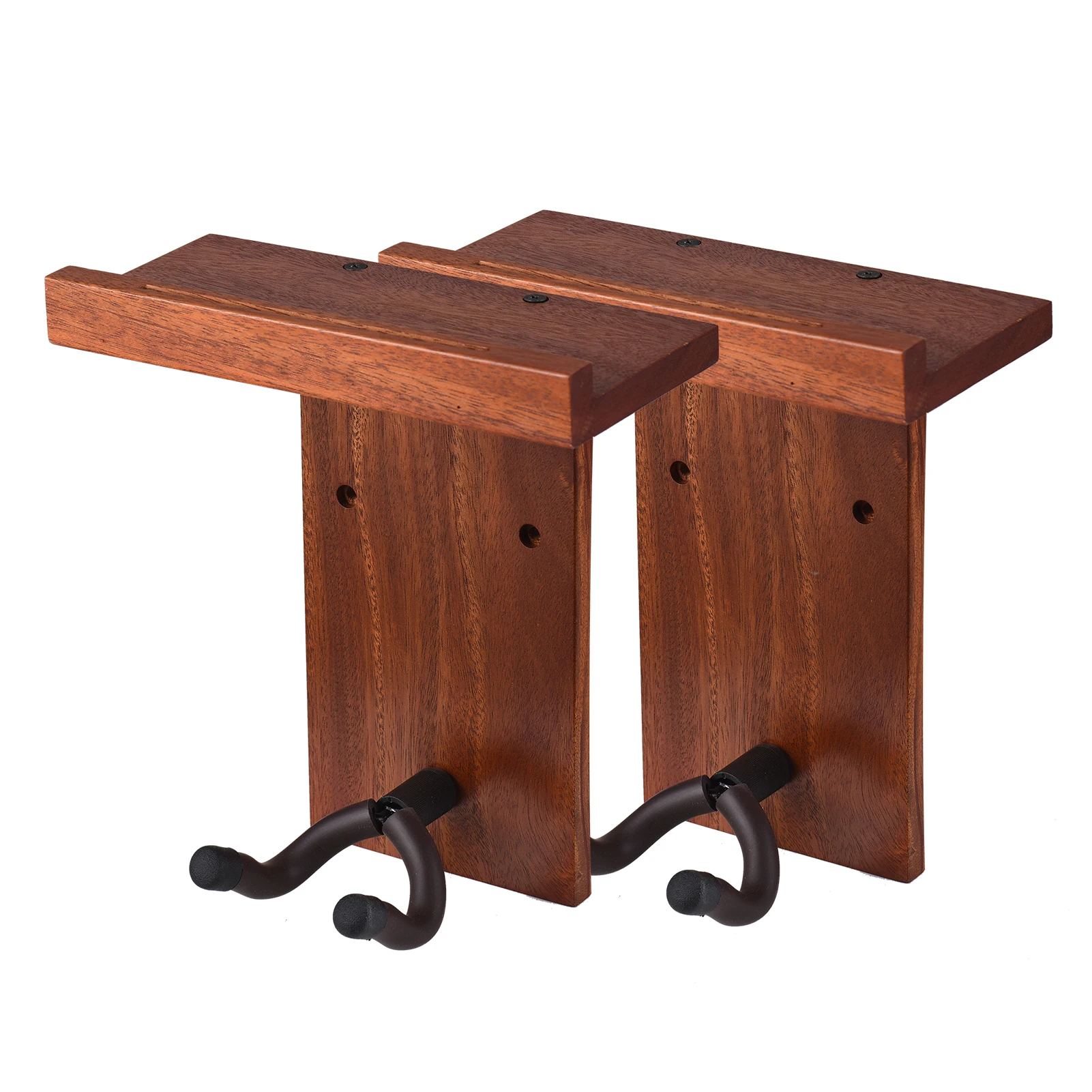 

2pcs Multifunction Wall Guitar Hanger DIY Kit Mahogany Wooden Wall Mounted Hanger Shelf Pick Holder Screw Fixed for Guitars Bass