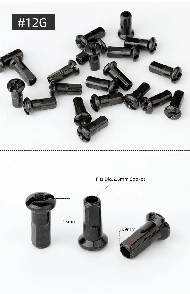 100 Stück Messing Speichen nippel 14g 13g 12g MTB Rennrad Rad E-Bike Roller Felgen kappen Cu Muttern Kupfer teile beschichtet – Detail 8