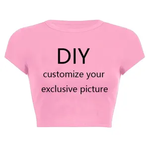 New Summer Short Sleeve O Neck Nieuwe Uw Eigen Ontwerp Logo/Foto Wit Custom DIY Women Crop Tops Fashion T-Shirt