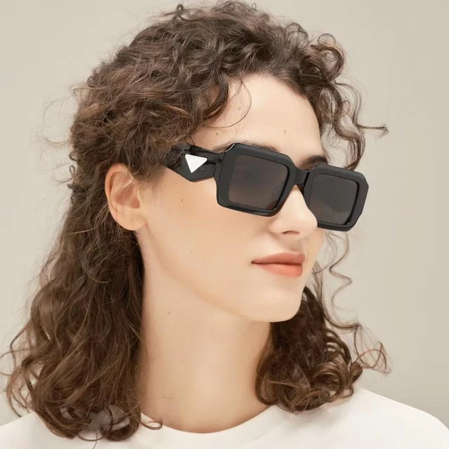 Original Factory Luxury Brand Rectangular Acetate Black Frame Sunglasses  For Men Classic Style Blue Lens Sunglasses Women - Sunglasses - AliExpress