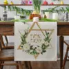 Spring Hexagram Flowers Passover Linen Table Runner Party Decoration Washable Dining   for Kitchen  Decor 2