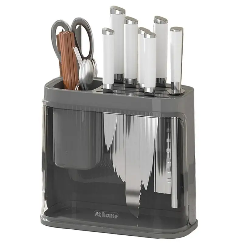 

Cutter Storage Kitchen Organizer Block With Compartments Breathable Block Holder Rack With Drain Hole Space-Saving Countertop