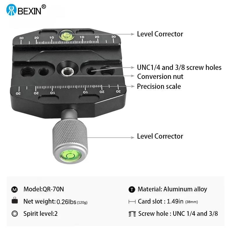BEXIN QR50N QR70N QR90N 카메라 퀵 릴리스 클램프 삼각대 볼 헤드 마운트 어댑터 휴대용 스탠드 호환 Arca 스위스 플레이트