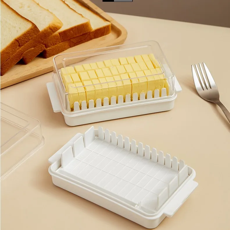Butter Cutting Storage Box with Lid Cheese Storage Crisper Refrigerated Baking Butter Knife Cutter Container