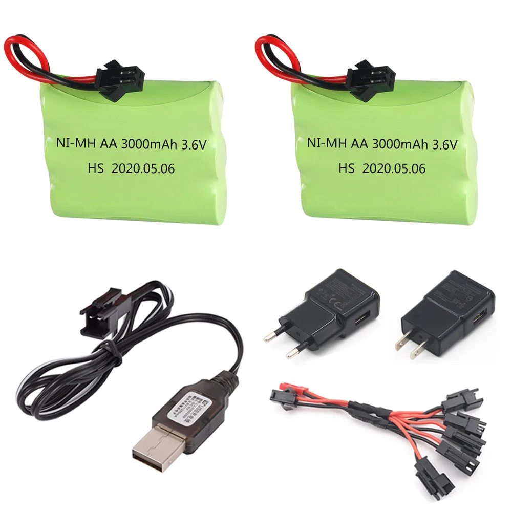 Batteria 3.6V 3000Mah Aa Ni-Mh Con Caricabatterie Per Robot Per Auto Rc Tank Train Gun Boat Parts Aa 3.6V 2400Mah Batteria Ricaricabile