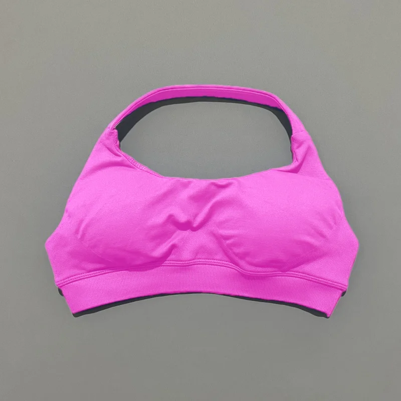HISTELLO Sport-BH für Damen, nahtlos, Yoga-Unterwäsche, Neckholder-Riemen, offenes Rückendesign, Gym-Top, Workout, Fitness, Lauf-BH – Detail 13