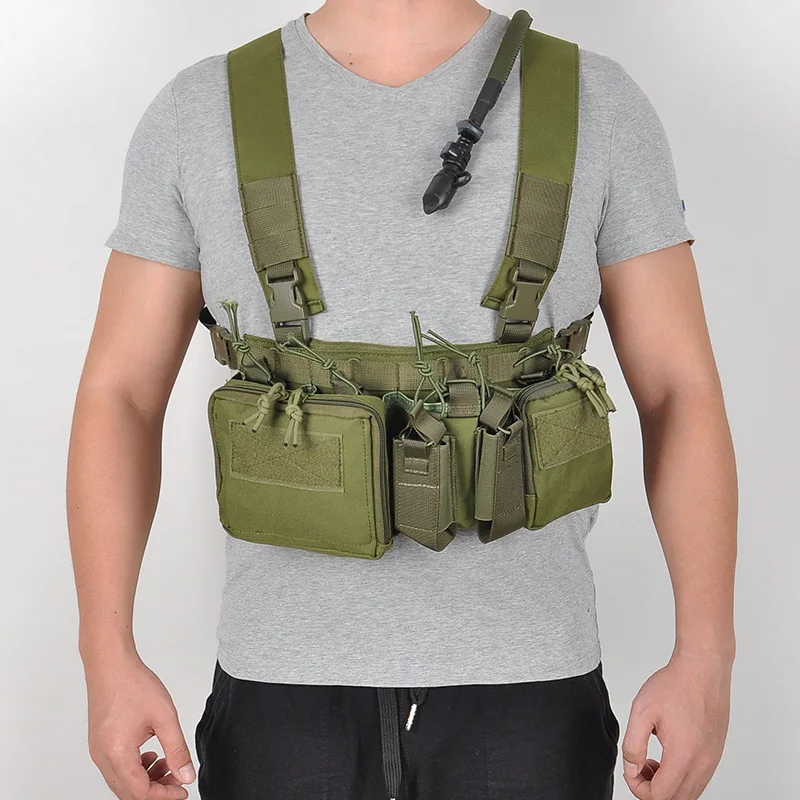 Tactical Chest Vest Rig Bag Field Training Vest Multifunctional Camouflage Strap with Multi-Pocket Outdoor Camping CS Match Pack