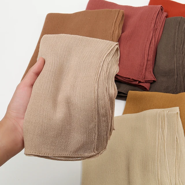 Nouveau Hijab en rayonne froissé pour femmes, écharpe musulmane, châles longs, Turban islamique solide, bandeau Heascarf, bandeau Ramandan