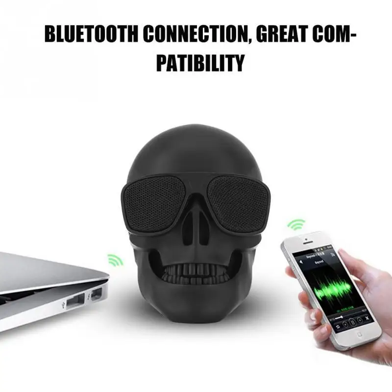 Skull Head Speaker Portable Mini Bluetooth-compatible Wireless HD Stereo Speakers Skull Head Subwoofer Creative Home Ornament