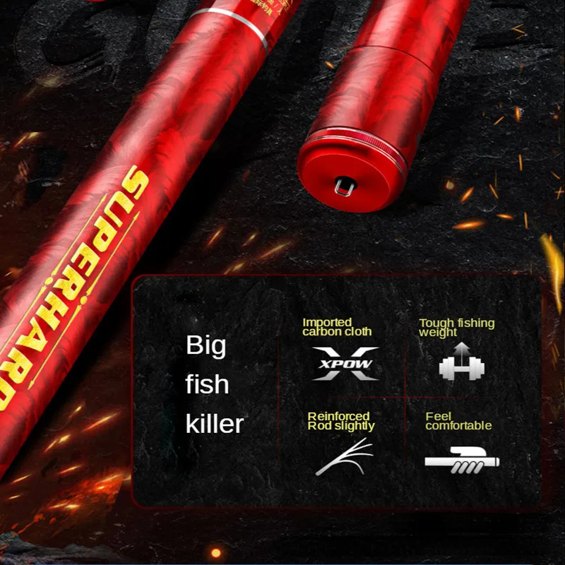 Dawa-어벤져스 슈퍼 하드 라이트 12H19 보정 큰 물체 로드 탄소 섬유 3.6m-12m, 조정 가능한 거대한 무거운 낚싯대