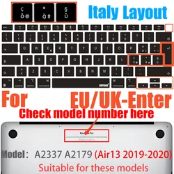 Ultra Thin Silicone Keyboard Protector for 13 - inch MacBook Air with Touch ID (EU Italy A2337 G)