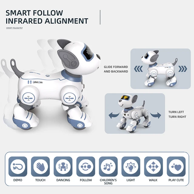 Chien robot télécommandé intelligent pour enfants, commande vocale de cascade électronique, programmable, toucher, chanson itude, jouets pour garçons 3