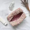 1PC Flower Printed Puffy Quilted Zipper Makeup Bag Storage Organizer Toiletry Handbag Cosmetic Pouch Large Travel Cosmetic Bag 4