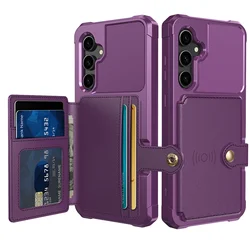 Magnetic Leather Wallet Case with Card Slot - Premium Pocket Pouch Cover in Sleek Design for Samsung S24Plus (PURPLE)