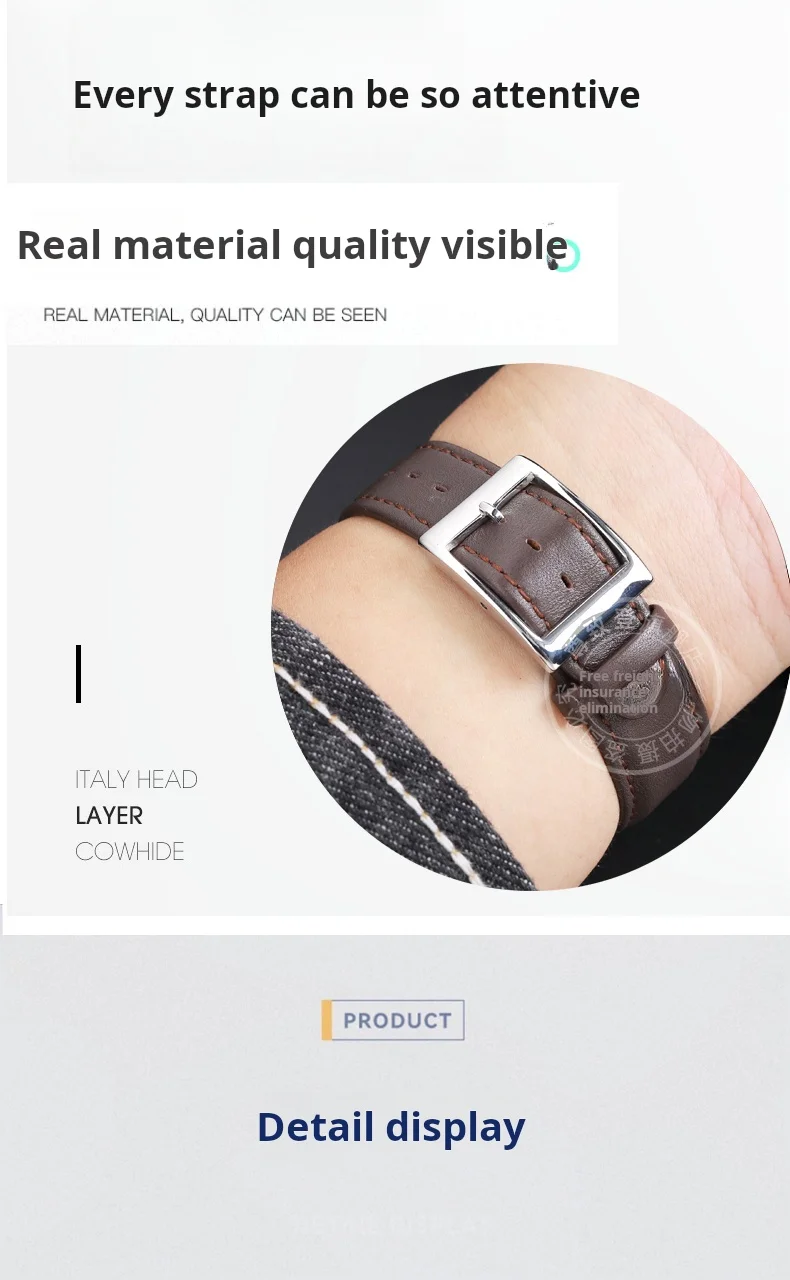 Hochwertiges 17mm 19mm Echt leder Uhren armband Männer Frauen Armband für Muster ycs yas ygs Armband Metalls chnalle Armband – Detail 8