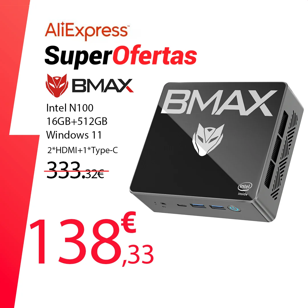Bmax B4 Plus Mini Pc Windows 11 Pc Intel N100 16Gb Ddr4 512Gb Ssd 2 * Hdmi 1 * Type-C Supporta 4K @ 60Hz 750Mhz Intel Uhd Graphics