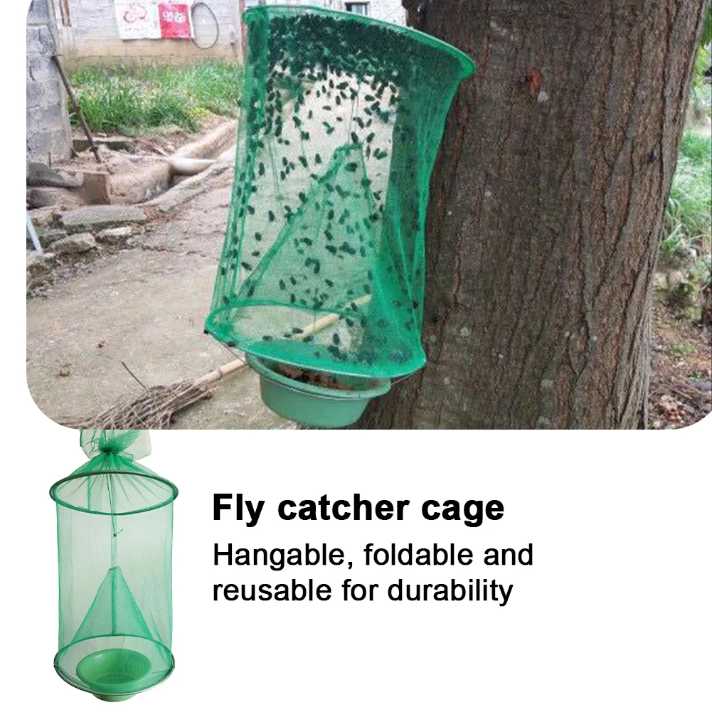 Hanging Fly Trap Cage Reusable Folding Flies Catcher Cage Practical Insect Catching Traps Pest Control Tool for Household Garden