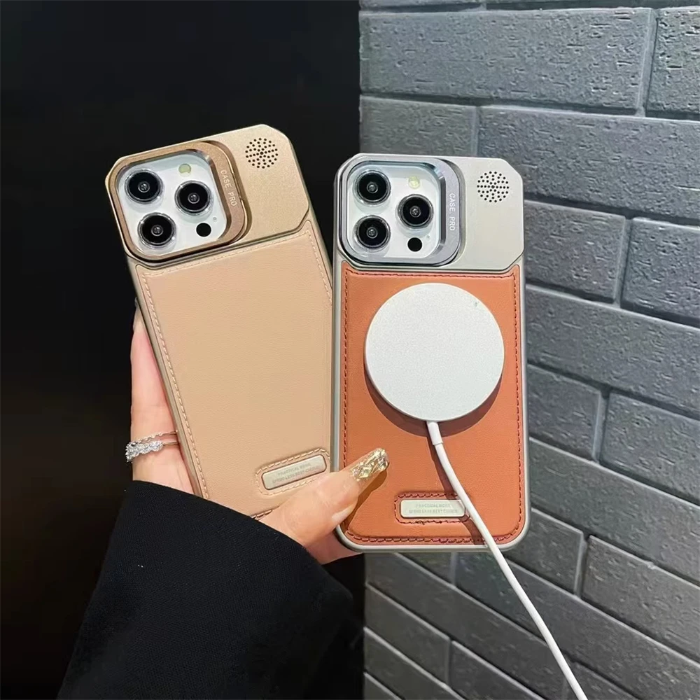 Alloy Lens Holder Ultra-Thin Frameless Leather Magnetic Case with MagSafe Wireless Charging Compatibility