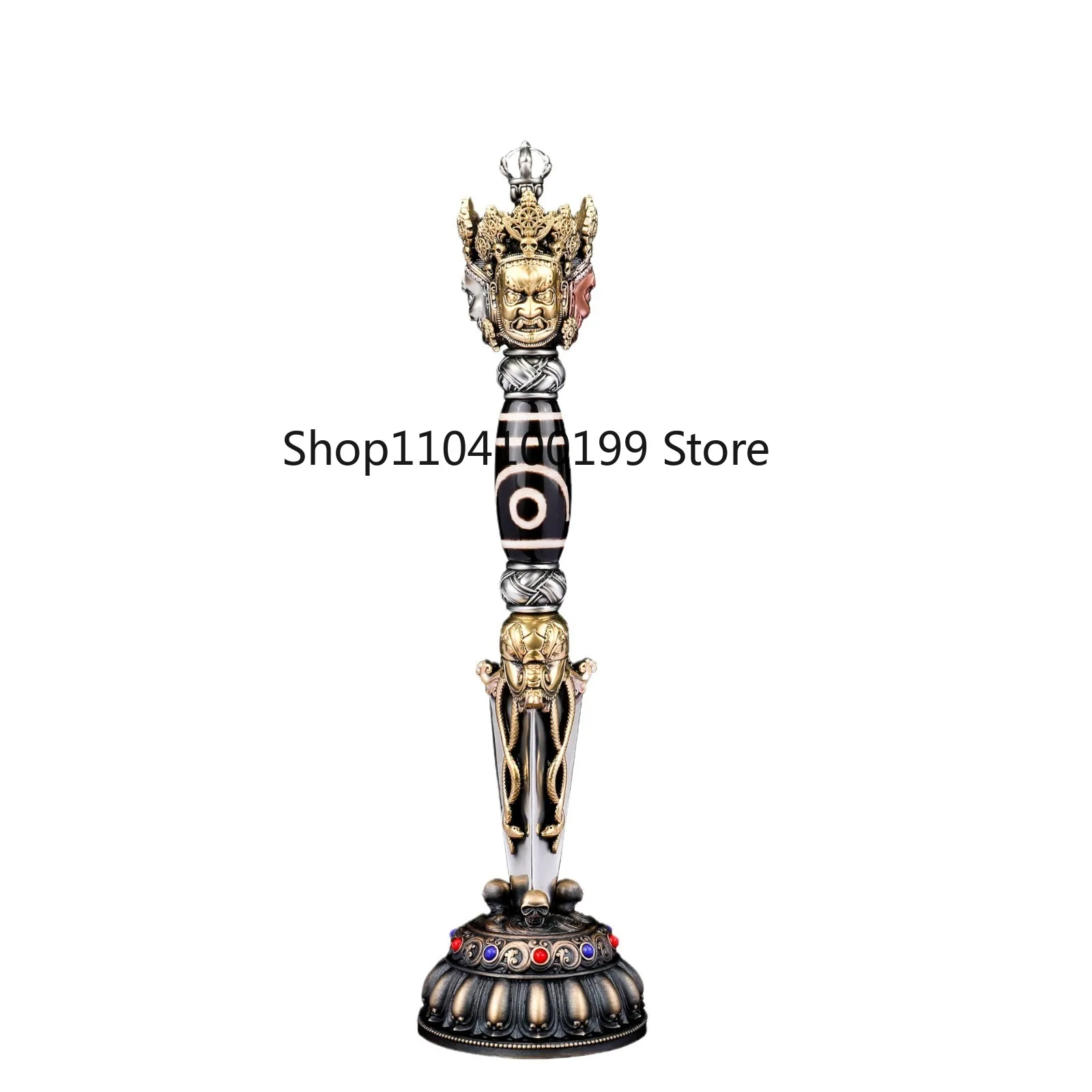 New dzi bead three-sided puba diamond peel vajra pestle ornament Tibetan natural diamond pestle dzi bead pestle 4