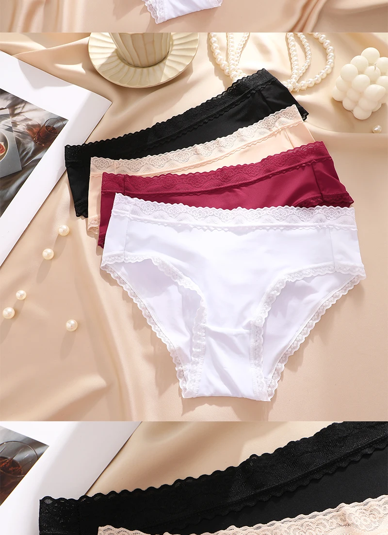 Seamless Women's Panties - Low Waist Briefs With Lace Edge | Ice Silk Comfort