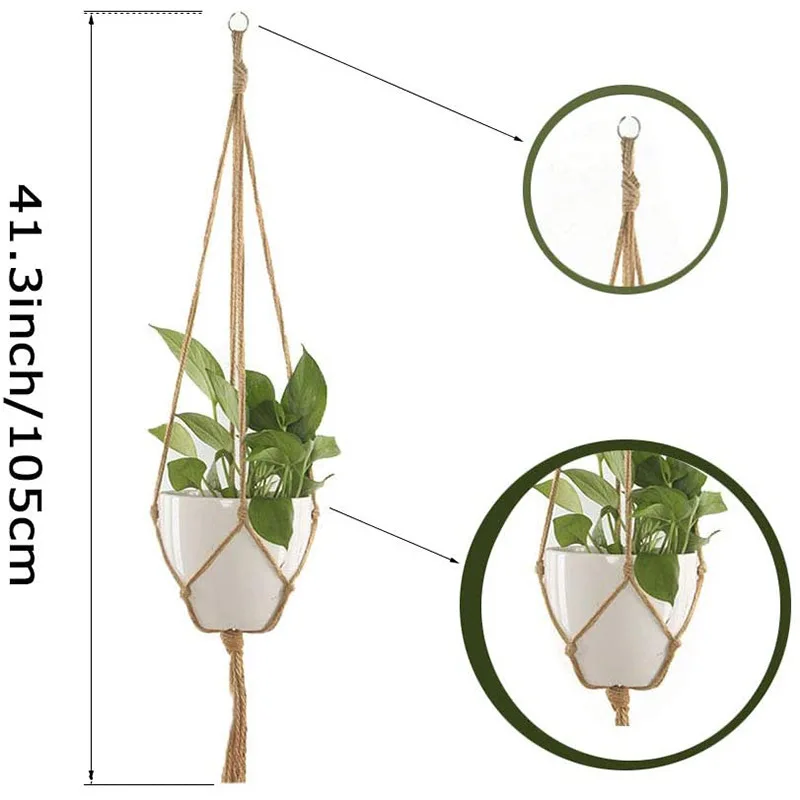 Macrame Plant Hanger Vintage Rope Basket Outdoor Pot Holder Flower Garden Plant Hanger Indoor Wall Hanging Pot 1/6PCS
