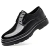 Autumn Winter Lace Platform Shoes for Men Solid Color Fashion Casual Dress Shoes Male High Quality Cow Leather Loafers Man