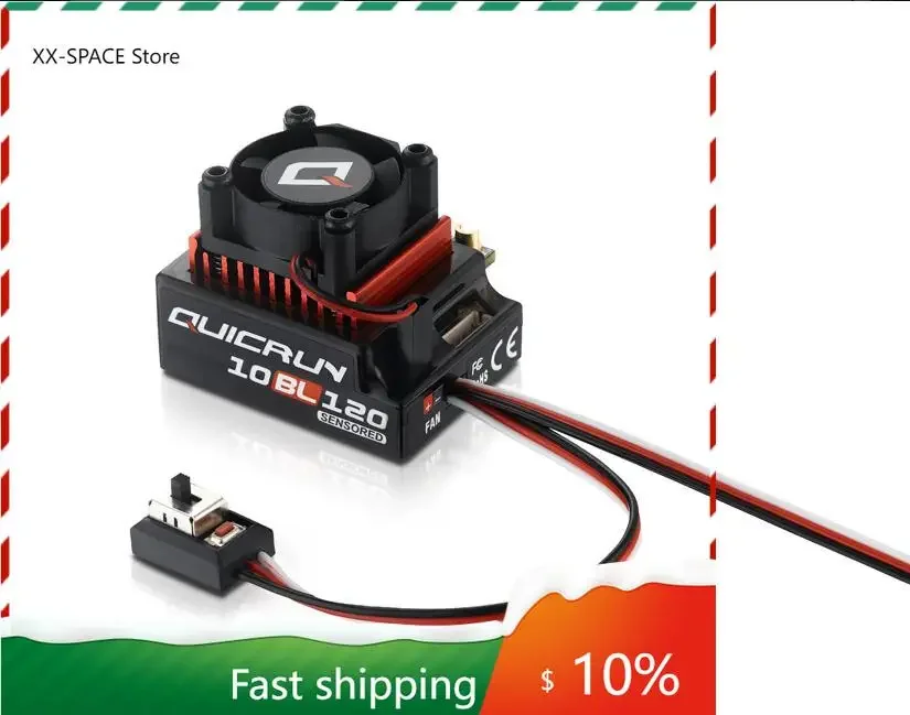 

Original Hobbywing QUICRUN 10BL120 Sensored 120A 2-3S Lipo Speed Controller Brushless ESC for 1/10 1/12 RC Car