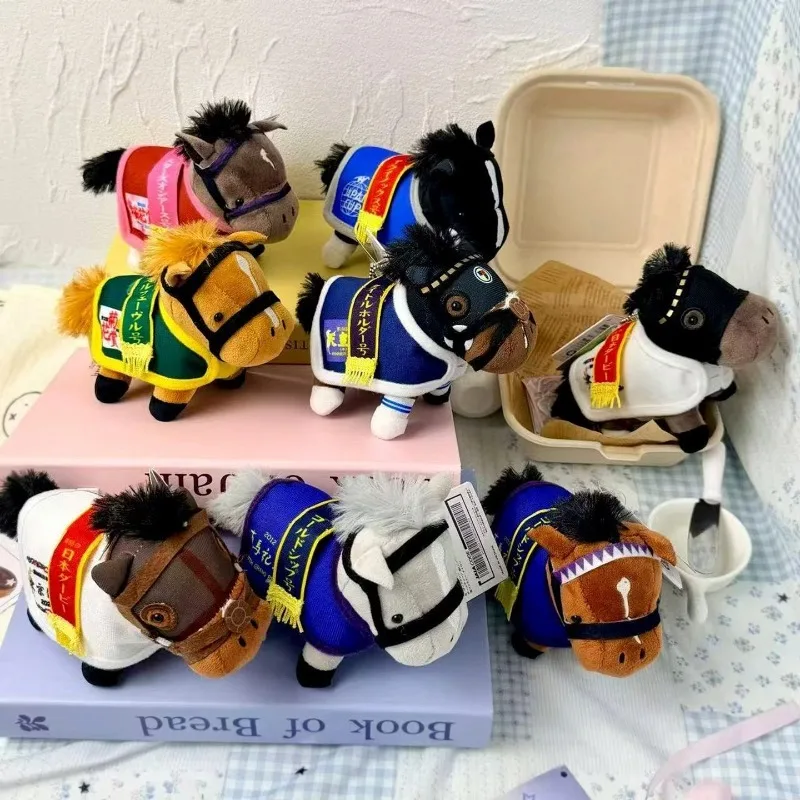 Nuevo llavero de juguete de peluche de carreras de caballos japoneses, colgante de bolsa de Pony de peluche suave de 12c