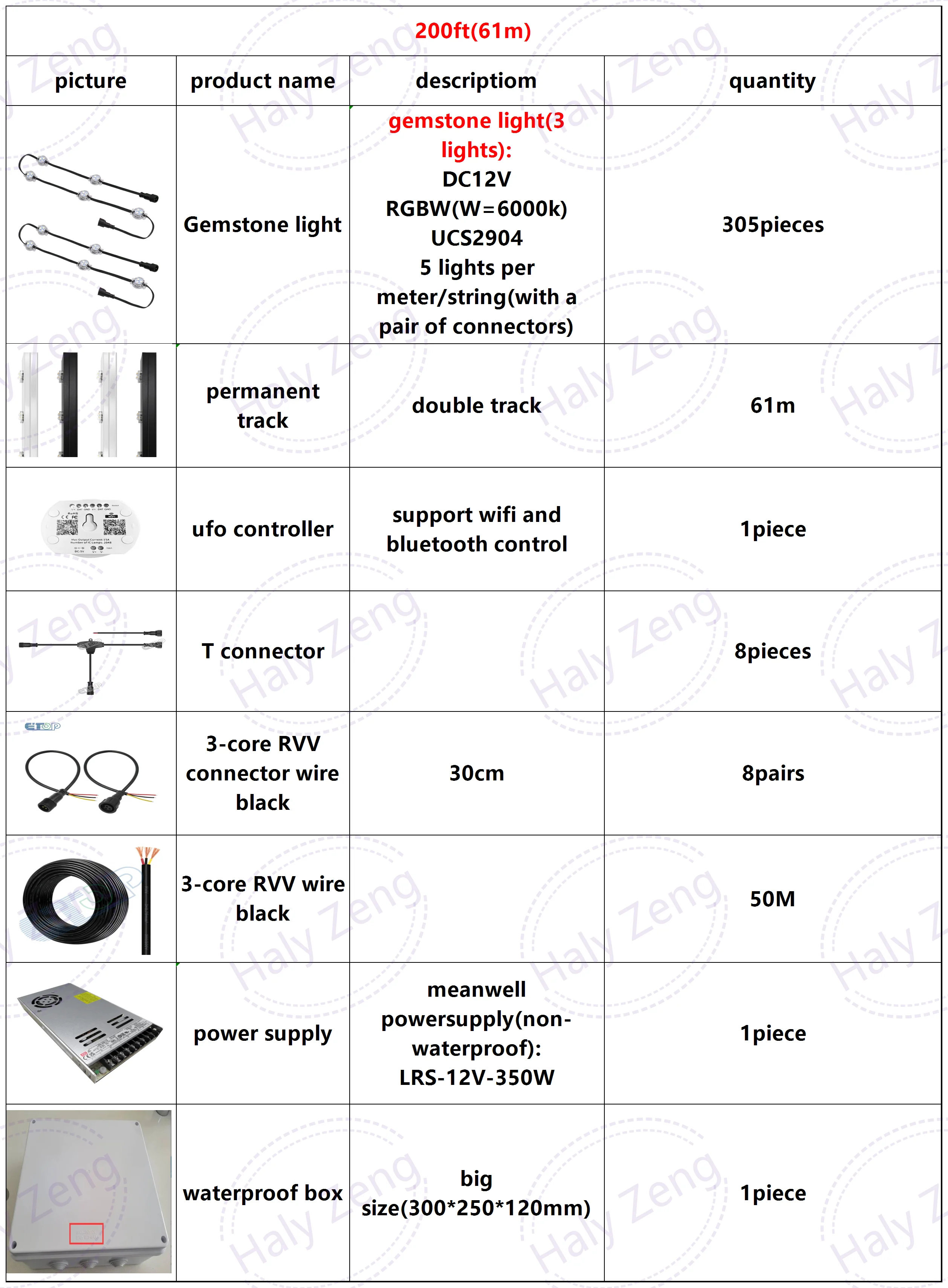 E-top DC12V 200ft Gemstone Christmas Light Outdoor Waterproof Led Point Lights 20CM Distance RGBW Led Lights for Amusement Rides 2