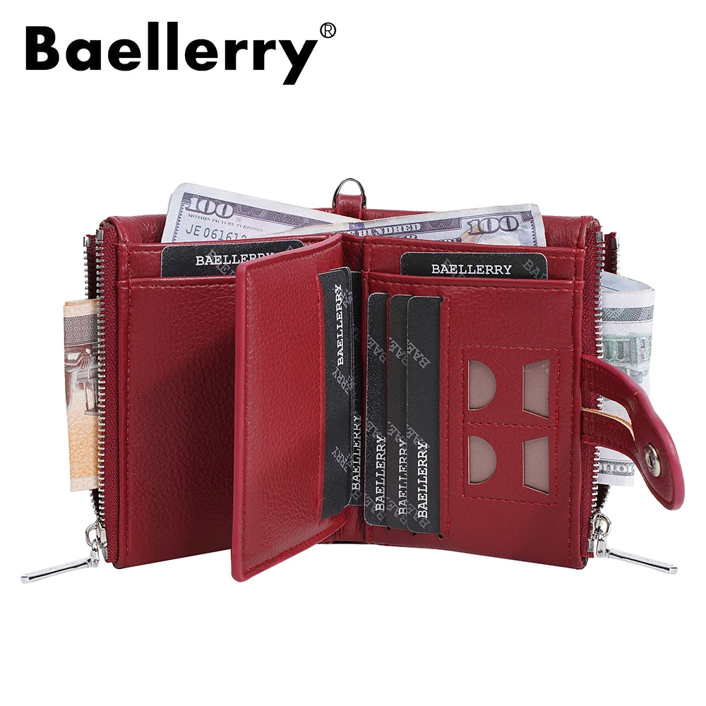 Baellerry Designer Women's Wallet with Keychain Strap, Multi Card Holder & Coin Zip Pocket, Ins Style Short Bifold Wallet for Wo