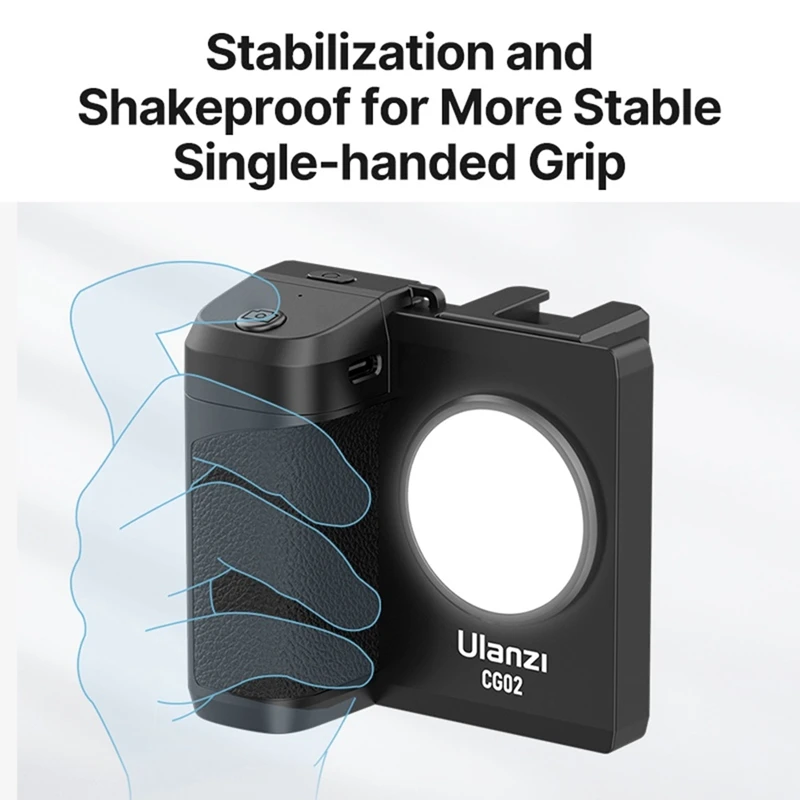 T31C-Ulanzi CG02 Smartphone Handheld Selfie Grip Bluetooth Remote With Fill Light Selfie Handle Grip CRI 95+ 15M Remote Zoom