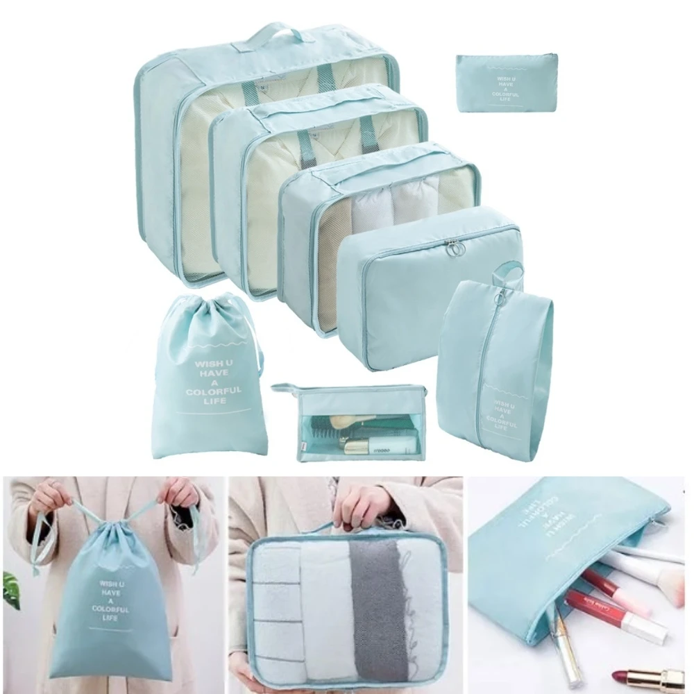 

8PCS Travel Storage Bag Set Large Capacity Suitcase Luggage Clothes Sorting Organizer Cosmetic bag Home Storage Organization