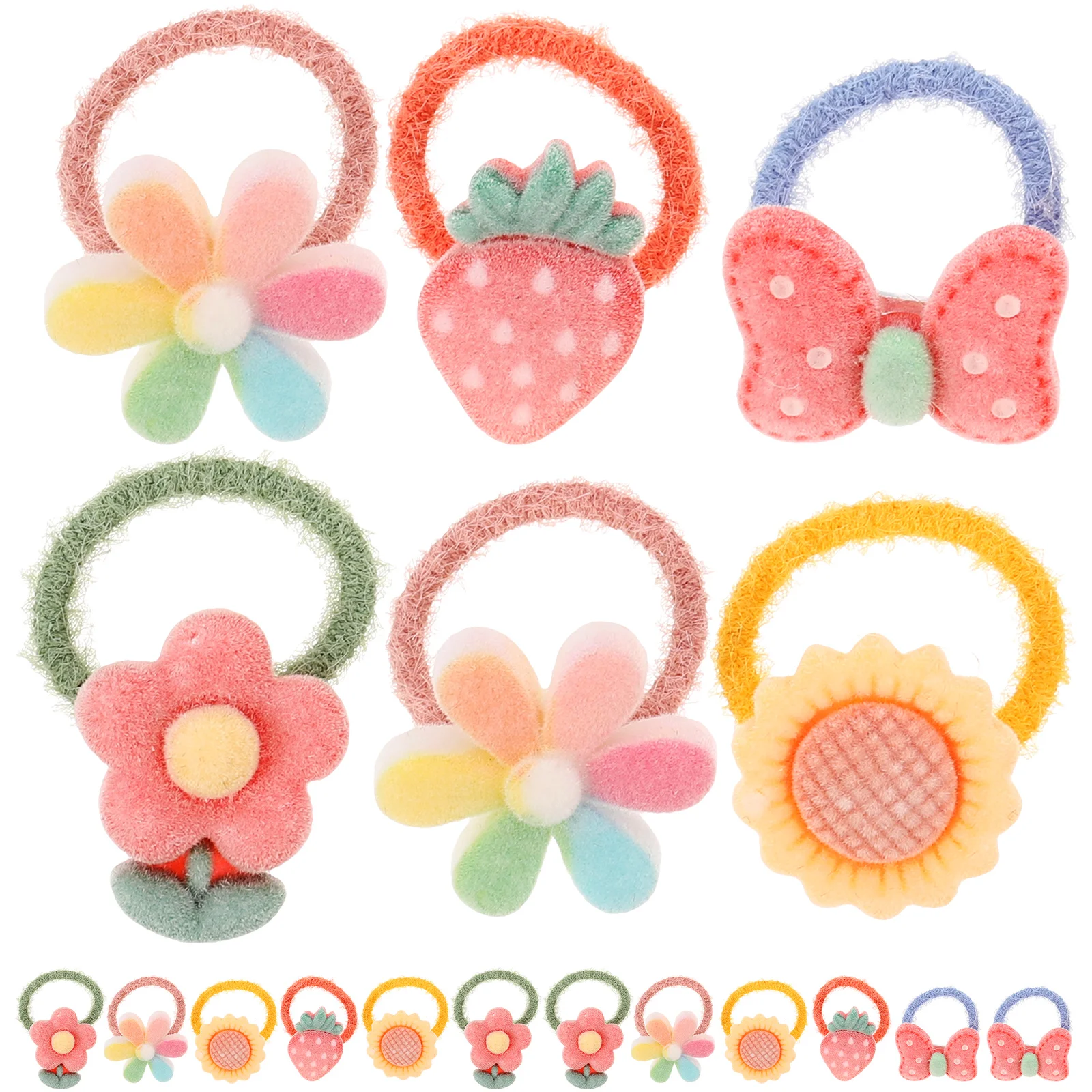 

20pcs Cartoon Hair Ropes Cartoon Hair Bands Elastic Hair Bands Girl’s Hair Accessories